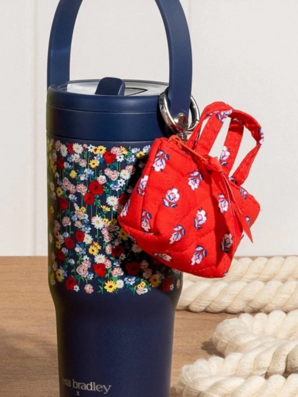 Vera Bradley x Target Red Mini Quilted Tote Keyring